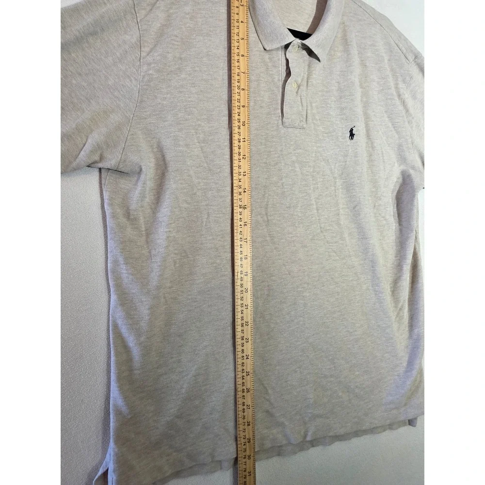 Polo Ralph Lauren Mens XL Oatmeal Heather Beige Cotton Pique Short Sleeve Polo